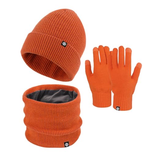 NAFING Damen Winter Warm Pompom Mütze Touchscreen Handschuhe Thermo Handschuhe Fleecefutter Warme Schal Handschuhe Stück Set Damen Winter Warm Mütze Damen Winter Beanie Mütze Schal von NAFING