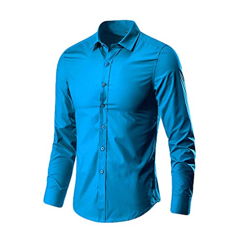NAFING Herren Hemd Regular Fit Langarm Herrenhemden Freizeithemd Regular Businesshemd Elastiscer Musterhemd Bügelfrei Business Hemd Faltenfrei Formales Hemd mit Brusttasche Oberhemden Weisses Hemd von NAFING