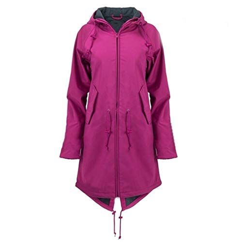 NAFING Softshellmantel Damen, Softshell Regenparka Leicht Regenjacke Dünn Regenjacken Sommer Atmungsaktiv Funktionsjacke mit Kapuze Übergangsjacken Wasserdicht Regenmantel Langer Windjacke von NAFING