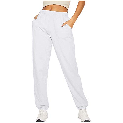 NAFING Sporthose Damen Lang High Waist Weites Bein Hosen Stoffhose Slim Fit Sweat Pants Yogahose Baggy Elastischer Bund Warm Bequem Wanderhose Trainingshose Sweatpants Jogginghosen für Outdoor-Sport von NAFING