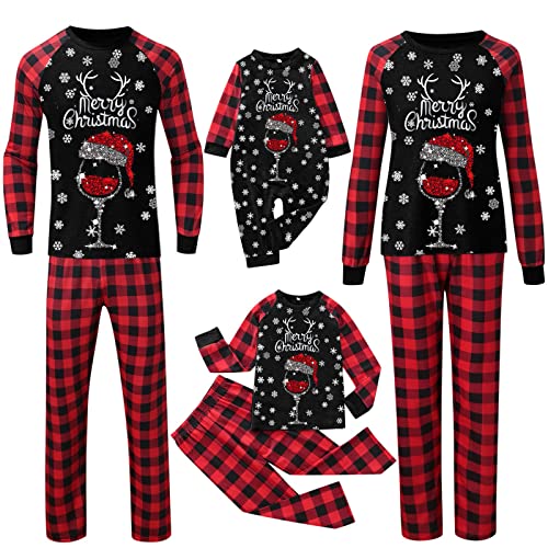 Weihnachten-Pyjamahose, Weihnachtspyjama Familie Set Weihnachten Pyjama Schlafanzug Partner Damen Herren Kinder Nachtwäsche Jungen Mädchen Rundhals Hausanzug Matching Pyjamas von NAFING