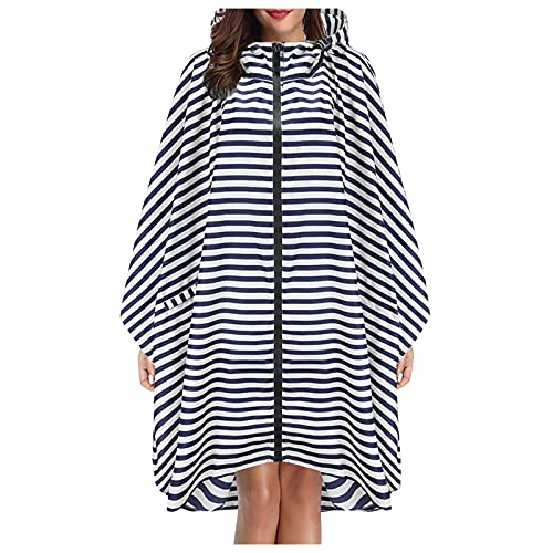 Regenponcho Wandern Portable mit Ärmeln Regenmantel Unisex Erwachsene mit Kapuze Reißverschluss Poncho Winddichte Regencape Wasserdicht Mantel Wiederverwendbare Grosse Groessen Regenparka Regen Cape von NAFING