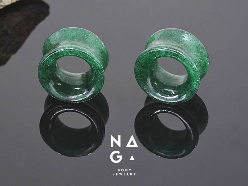 1 Paar Grüne Aventurin Stein Ohr Tunnel, Plug von NAGABodyJewelry