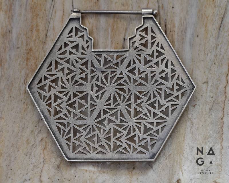 1 Paar Ohr Gewichte Silber Ohrringe Leichte 6G - Hand Cut Handamde von NAGABodyJewelry