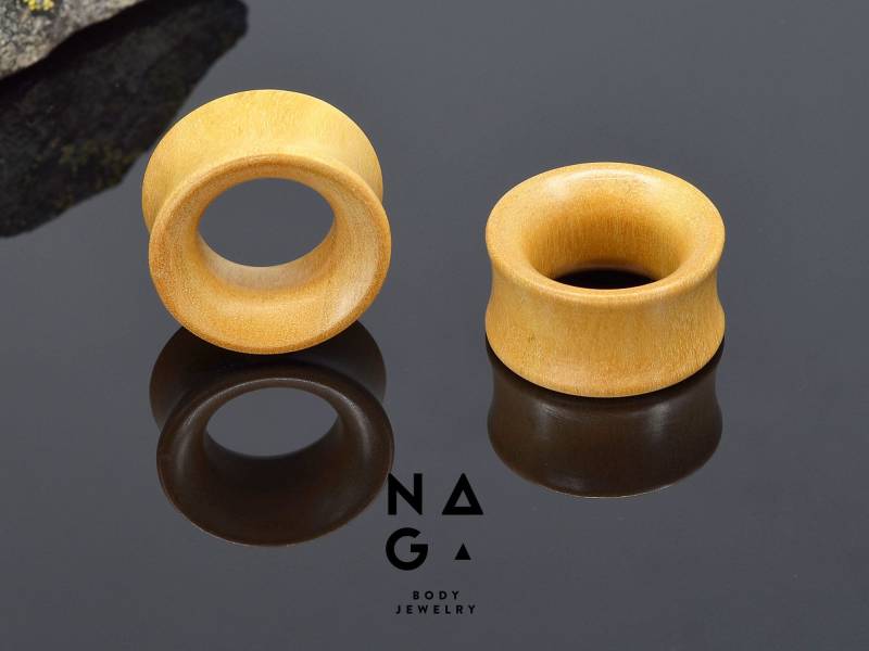 1 Paar Teak Holz Ohrtunnel Ösen Messschieber - Double Flared Größen Von 6 Mm | 2G Bis 70 | 2 3/4 "' Grossverkauf von NAGABodyJewelry