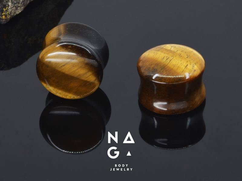 1 Paar Tiger Auge Ohr Plugs - Größen Von 6G | 4 Mm Bis 2 "' | 52 von NAGABodyJewelry