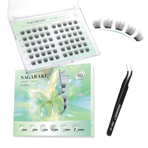 NAGARAKU Selbstklebende Wimpern mit Pinzette Set 60 Fans Einteilig Geformt Dünne Flocken Voluminöse Kein Kleber Entferner Drückende Wiederverwendbar Vorgeklebte Heavy Makeup Lash (C Curl Girl Band) NAGARAKU Selbstklebende Wimpern mit Pinzette Set 60 Fans Einteilig Geformt Dünne Flocken Voluminöse Kein Kleber Entferner Drückende Wiederverwendbar Vorgeklebte Heavy Makeup Lash (C Curl Girl Band) von NAGARAKU