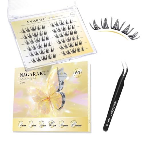 NAGARAKU Selbstklebende Wimpern mit Pinzette Set 60 Fans Einteilig Geformt Dünne Flocken Voluminöse Kein Kleber Entferner Drückende Wimpern Wiederverwendbar Vorgeklebte Heavy Makeup Lash(C Curl Crown) NAGARAKU Selbstklebende Wimpern mit Pinzette Set 60 Fans Einteilig Geformt Dünne Flocken Voluminöse Kein Kleber Entferner Drückende Wimpern Wiederverwendbar Vorgeklebte Heavy Makeup Lash(C Curl Crown) von NAGARAKU