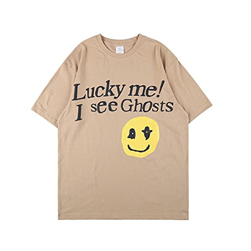 NAGRI Herren Lucky me I See Ghosts Baumwolle T-Shirt Khaki,XL von NAGRI