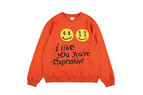 NAGRI I Like You're Expensive Grafik Pullover-Sweatshirts,Orange,M von NAGRI