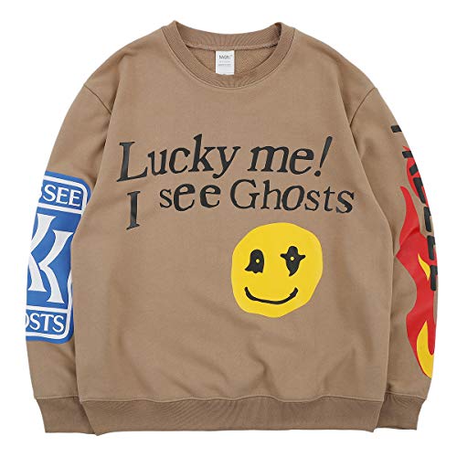 NAGRI Lucky me I See Ghosts Sweatshirt Khaki,XXL von NAGRI