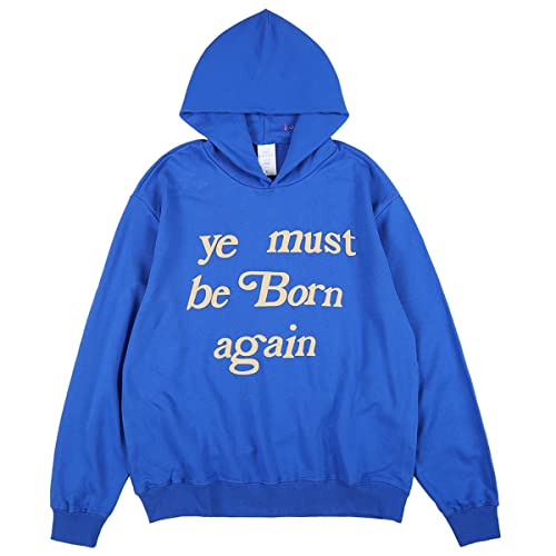 NAGRI Ye Must Be Born Again Hoodie Kapuzenpullover Pullover Hooded Hoody,Blau,M von NAGRI