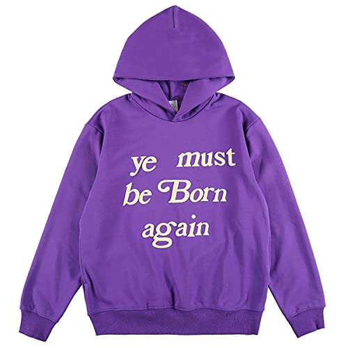 NAGRI Ye Must Be Born Again Hoodie Kapuzenpullover Pullover Hooded Hoody,Violett,L von NAGRI