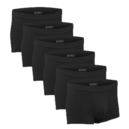NAHLE ® 6er Pack Herren Boxershorts Baumwolle Schwarz Men Männer Unterwäsche Unterhosen Retroshorts (m) von NAHLE