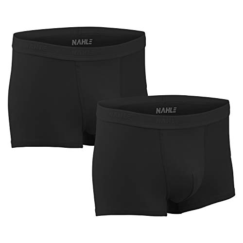 NAHLE ® Herren Boxershorts Baumwolle 2er Pack Weiß Grau Schwarz Men Männer Unterwäsche Unterhosen Retroshorts (Schwarz, S) von NAHLE