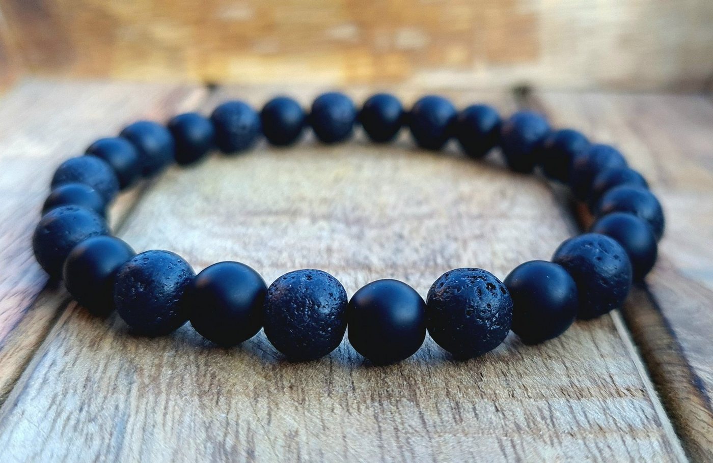 NAHLE Armband Naturstein Perlenarmband, mit Onyx und Lavastein von NAHLE