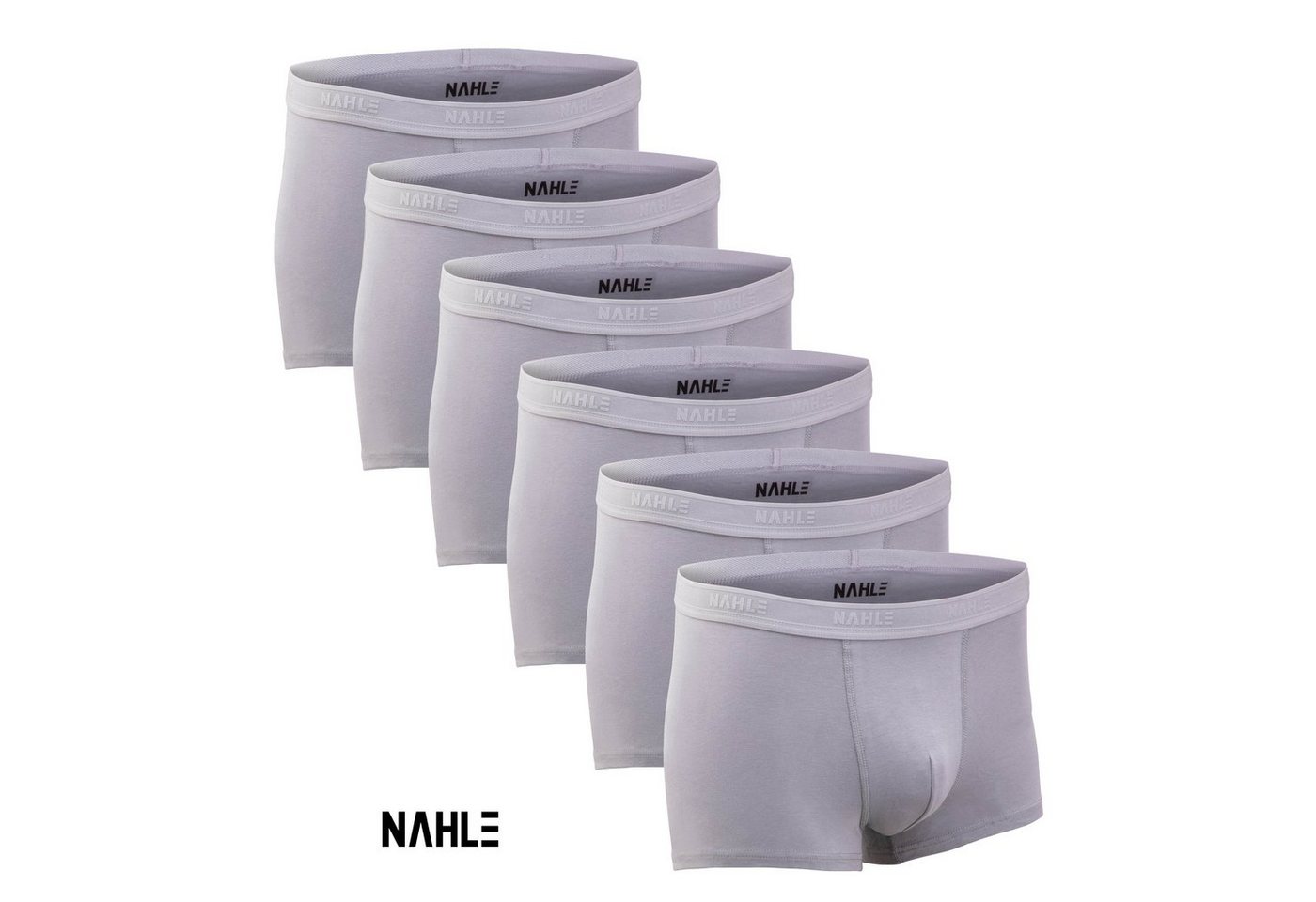 NAHLE Boxershorts Herren Baumwolle 6er Pack Grau Unterhosen Männer Retroshorts (6-St., 6er Pack) aus gekämmter Baumwolle, elastischer weicher Softbund von NAHLE