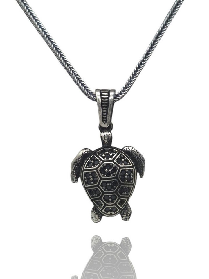 NAHLE Kette mit Anhänger Schildkröte 925 Silber Schmuck Geschenk Silber Halsschmuck Silberkette (2-tlg., inkl. Schmuckbox), 925 Silber Anhänger - handgemacht Made in Germany von NAHLE