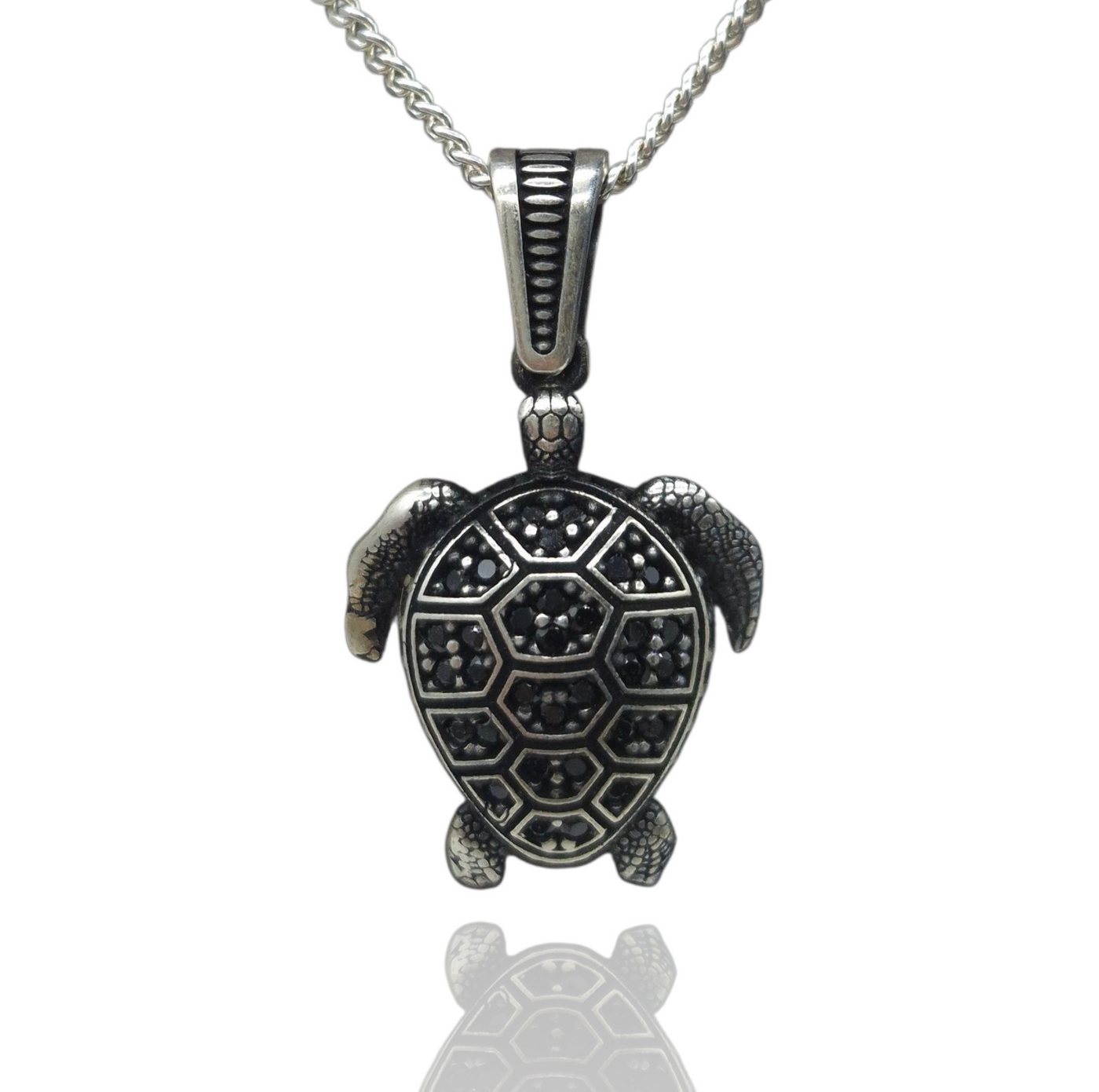 NAHLE Kette mit Anhänger Schildkröte 925 Silber Schmuck Geschenk Silber Halsschmuck Silberkette (2-tlg., inkl. Schmuckbox), 925 Silber Anhänger - handgemacht Made in Germany von NAHLE