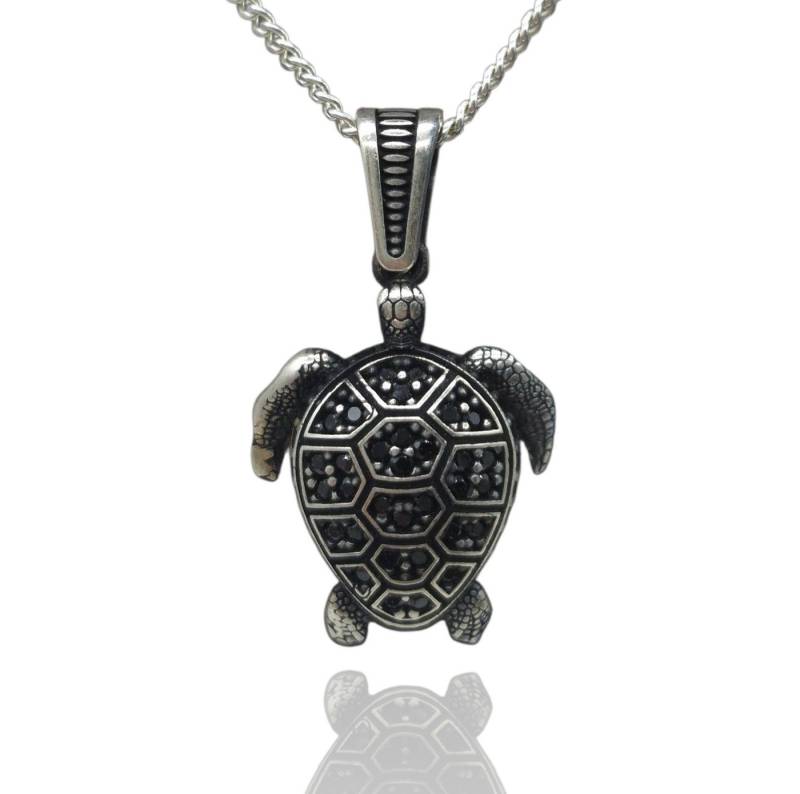 NAHLE Kette mit Anhänger Schildkröte 925 Silber Schmuck Geschenk Silber Halsschmuck Silberkette (2-tlg., inkl. Schmuckbox), 925 Silber Anhänger - handgemacht Made in Germany von NAHLE