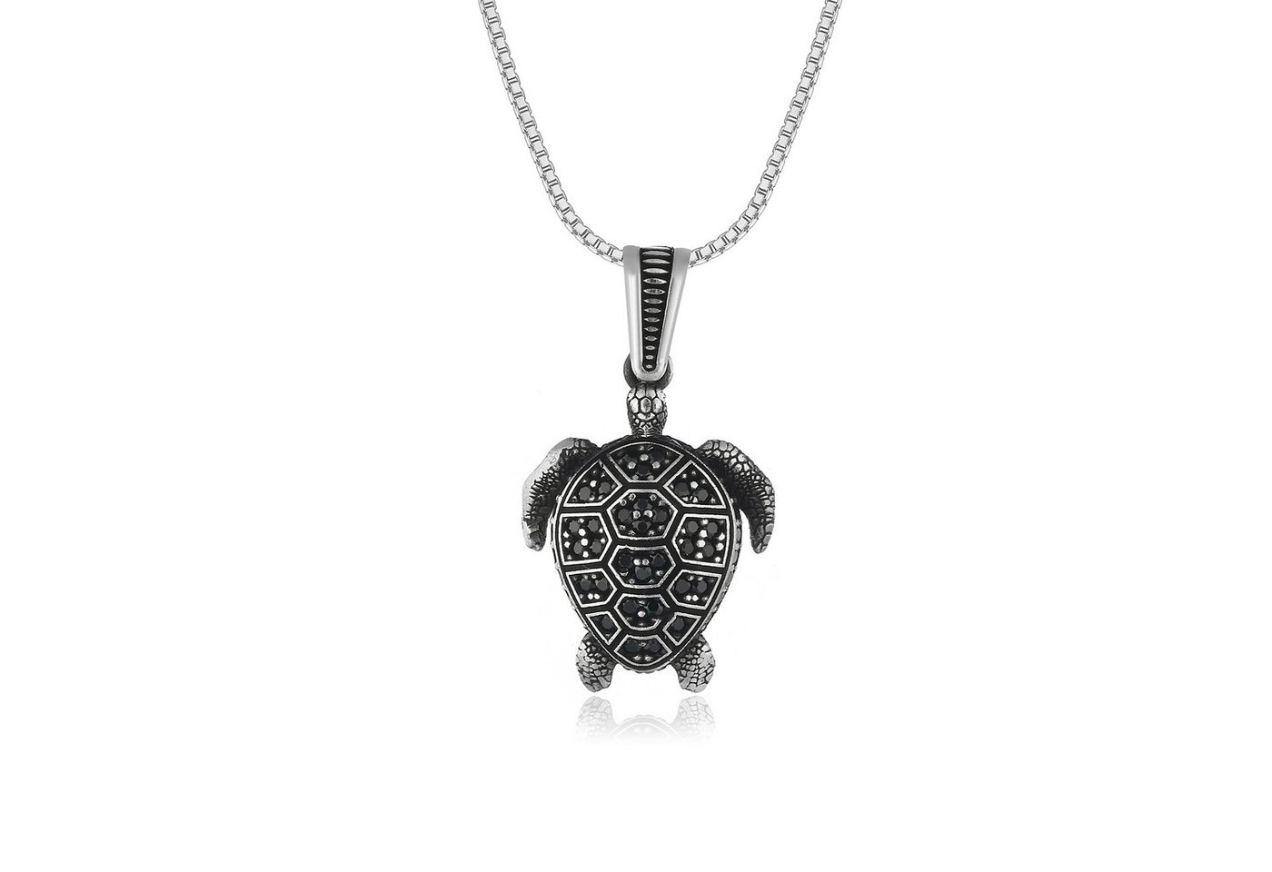 NAHLE Kette mit Anhänger Schildkröte 925 Silber Schmuck Geschenk Silber Halsschmuck Silberkette (inklusive Schmuckbox), 925 Silber Anhänger - rhodiniert von NAHLE