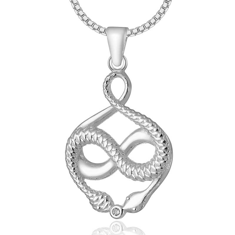 NAHLE Kette mit Anhänger Schlangen Infinity Silber Kette (inkl. Schmuckbox), 925 Silber Anhänger mit Zirkonia - rhodiniert von NAHLE