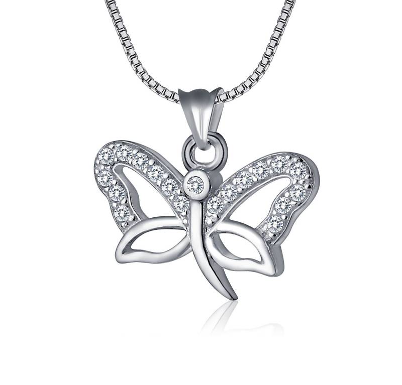 NAHLE Kette mit Anhänger Schmetterling Anhänger Damen Baguette 925 Silberkette (2-tlg., inkl. Schmuckbox), 925 Silber Anhänger mit Zirkonia - rhodiniert von NAHLE