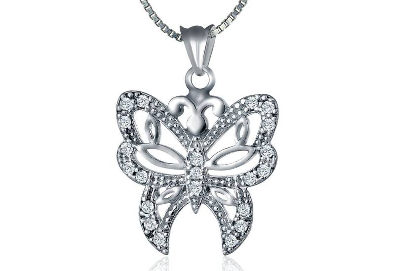 NAHLE Kette mit Anhänger Schmetterling Anhänger Damen Zirkonia 925 Silberkette (inkl. Schmuckbox), 925 Silber Anhänger mit Zirkonia - rhodiniert von NAHLE