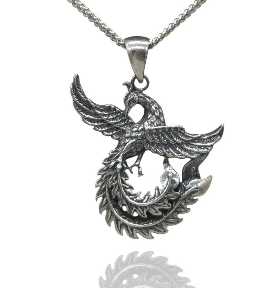 NAHLE Kette mit Anhänger Silber Drache Phoenix Panzerkette Halsschmuck 925 Anhänger Schmuck (2-tlg., inklusive Schmuckbox), Silber Panzerkette in 50cm oder in 60cm Länge erhältlich von NAHLE