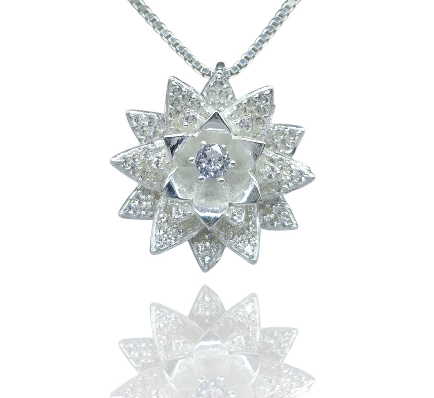 NAHLE Kette mit Anhänger Silber Lotus Blume des Lebens Blüte Talisman Lebensblume Geschenk (2-tlg., inkl. Schmuckbox), sehr hochwertig verarbeitet von NAHLE