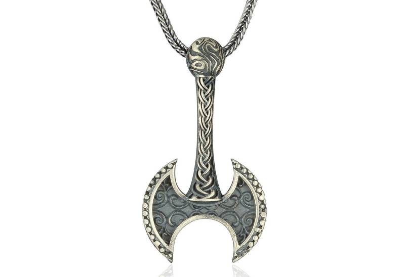 NAHLE Kette mit Anhänger Silber Wikinger Axt mit Silber Fuchsschwanz Kette 55cm (2-tlg., inklusive Schmuckbox), aus 925 Silber von NAHLE