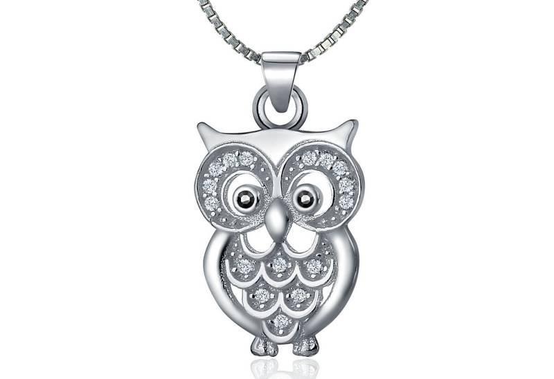 NAHLE Kette mit Anhänger Silberkette Eule Halskette (inkl. Schmuckbox), 925 Silber Anhänger mit Zirkonia von NAHLE
