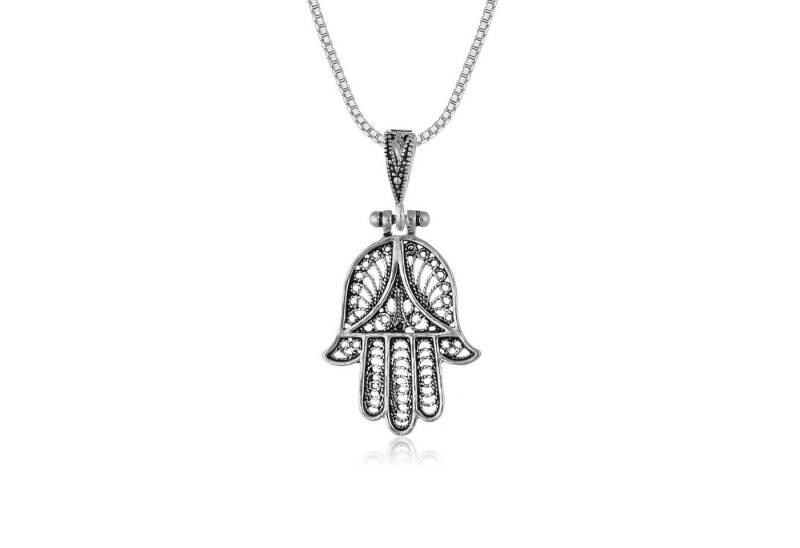 NAHLE Kette mit Anhänger Silberkette Hamsa Hand der Fatima (inkl. Schmuckbox), 925 Silber / rhodiniert von NAHLE