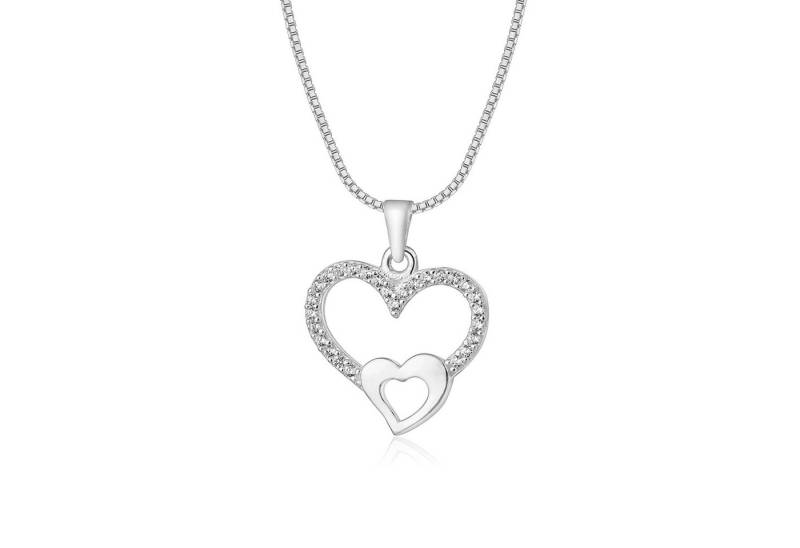 NAHLE Kette mit Anhänger Silberkette Herz Damen Halskette (2-tlg., inklusive Schmuckbox), 925 Silber von NAHLE