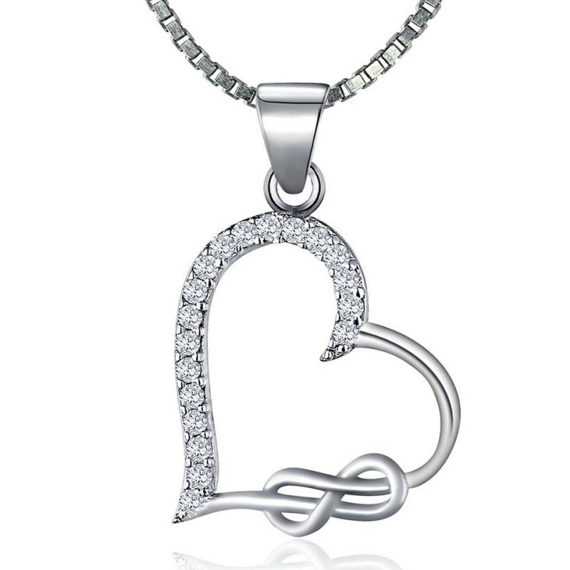 NAHLE Kette mit Anhänger Silberkette Herz Unendlichkeit Infinity Halskette, 925 Silber Anhänger mit Zirkonia - rhodiniert von NAHLE