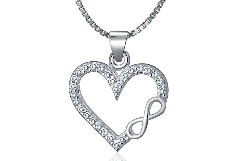 NAHLE Kette mit Anhänger Silberkette Herz Unendlichkeit Infinity Halskette (inkl. Schmuckbox), 925 Silber Anhänger mit Zirkonia - rhodiniert von NAHLE
