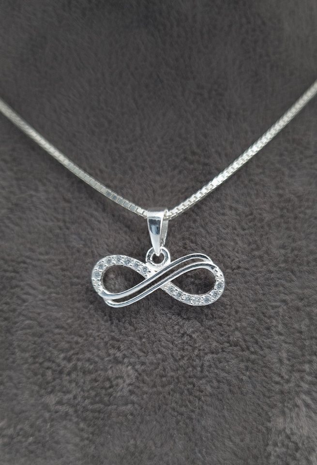 NAHLE Kette mit Anhänger Silberkette Infinity Unendlichkeitsschleife (inkl. Schmuckbox), mit Zirkonia von NAHLE