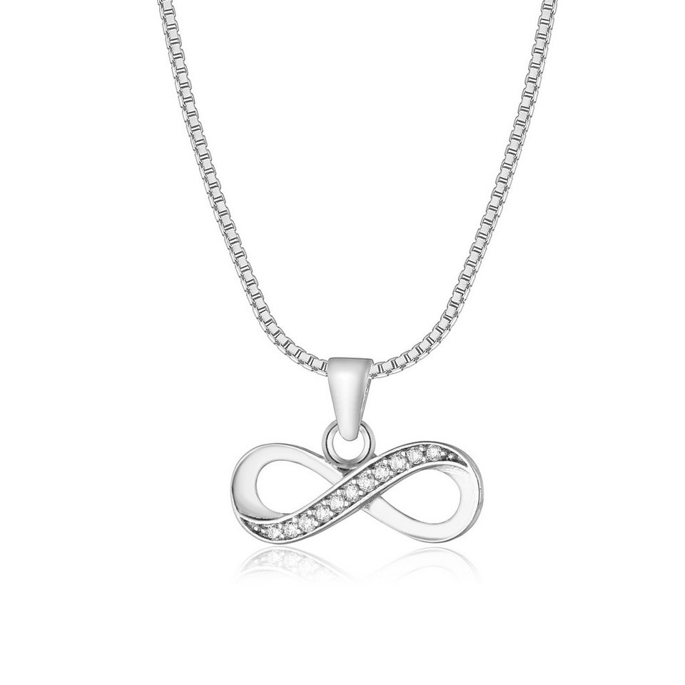 NAHLE Kette mit Anhänger Silberkette Infinity Unendlichkeitsschleife, 925 Silber, mit Zirkonia von NAHLE