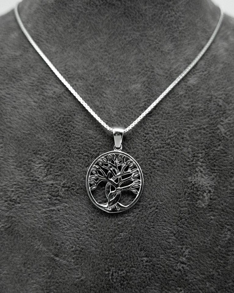 NAHLE Kette mit Anhänger Silberkette Lebensbaum Baum des Lebens Damen Kette (inkl. Schmuckbox), rhodiniert, anlaufgeschützt von NAHLE