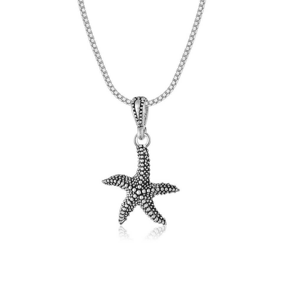 NAHLE Kette mit Anhänger Silberkette Seestern Kette (inkl. Schmuckbox), 925 Silber Anhänger mit Zirkonia - rhodiniert NAHLE Kette mit Anhänger Silberkette Seestern Kette (inkl. Schmuckbox), 925 Silber Anhänger mit Zirkonia - rhodiniert von NAHLE
