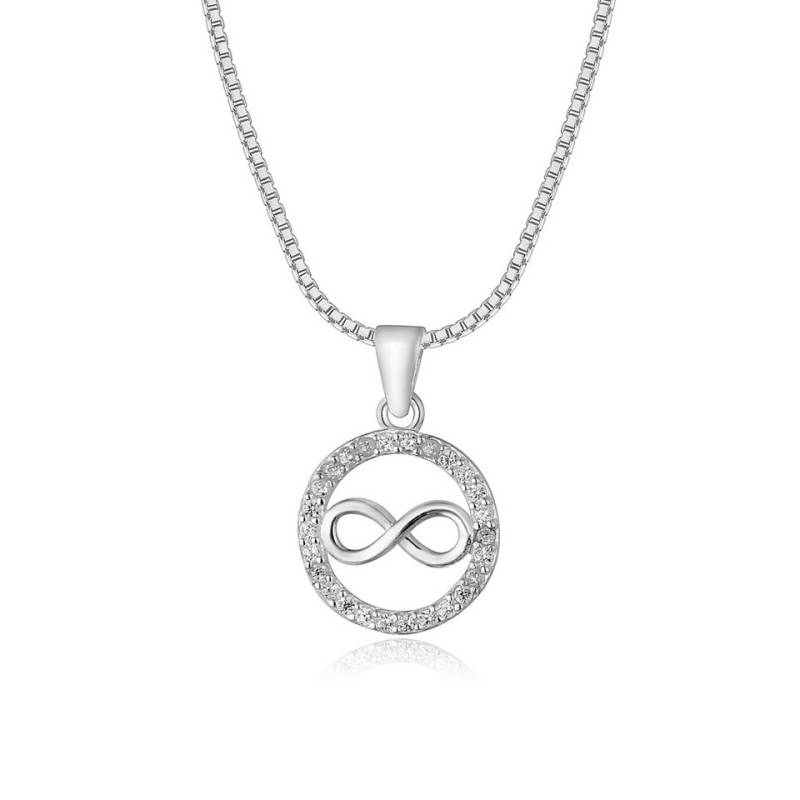 NAHLE Kette mit Anhänger Silberkette Unendlichkeit Infinity Halskette (inklusive Schmuckbox), 925 Silber Anhänger mit Zirkonia - rhodiniert von NAHLE