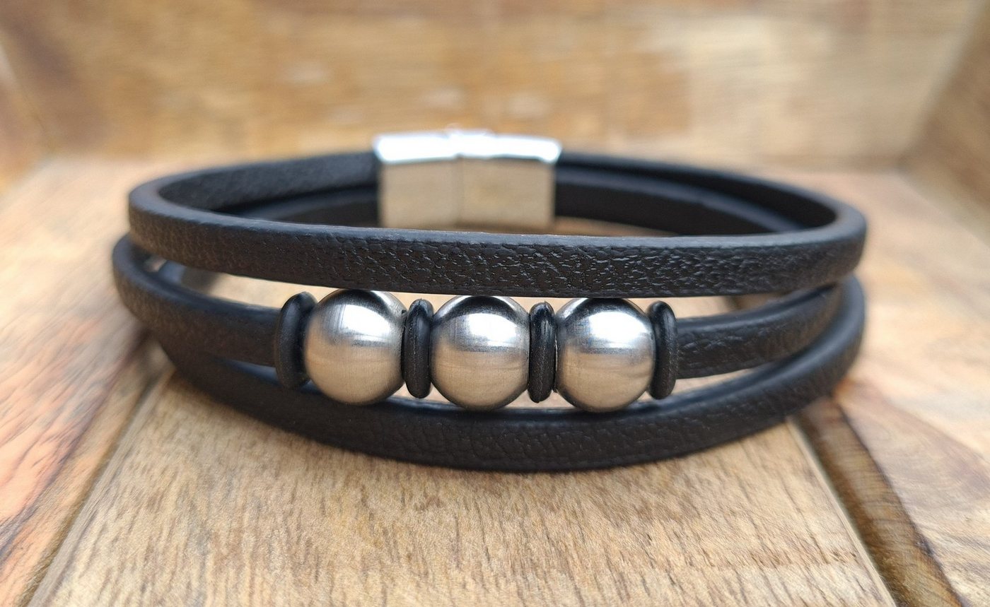 NAHLE Lederarmband Herren Damen Leder Armband (inkl. Schmuckbox), aus Echtleder, mit Magnetverschluss für ein sicheres verschließen von NAHLE