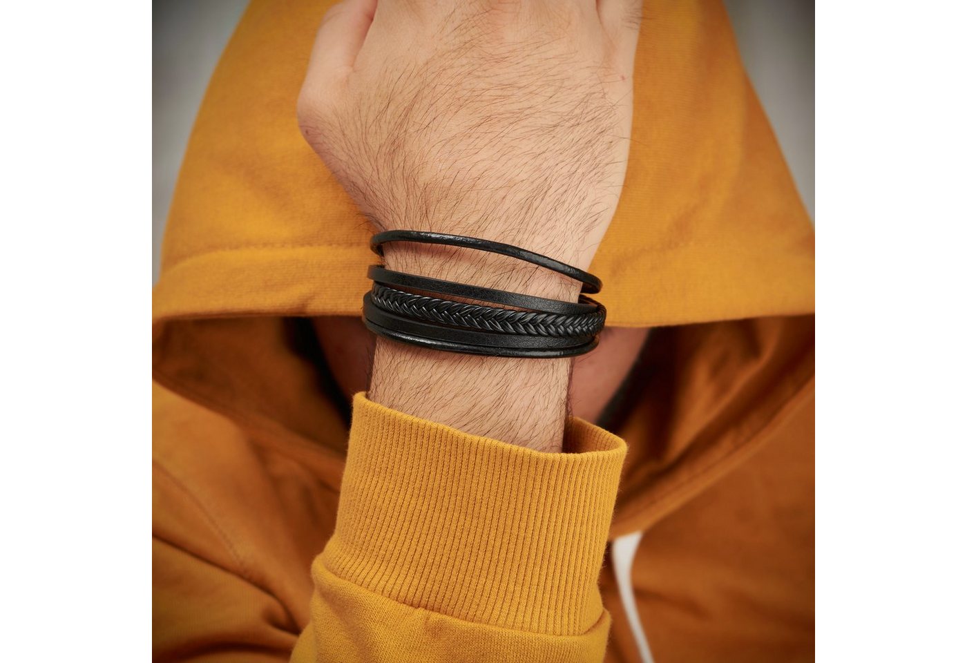 NAHLE Lederarmband Herren Leder Armband (1-tlg), aus Echtleder - mit Magnetverschluss für ein sicheres verschließen von NAHLE