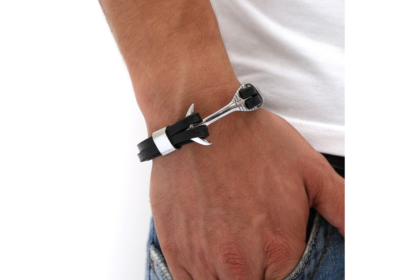 NAHLE Lederarmband Leder Armband Anker (inkl. Schmuckbox), aus Echtleder von NAHLE