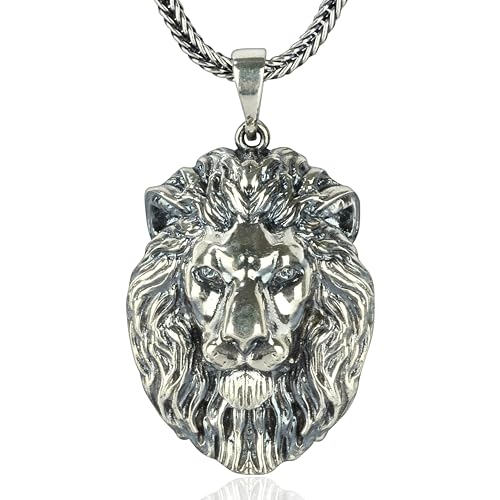 NAHLE Löwe Halskette aus 925 Sterling | Löwen Silber Schmuck | Silber Anhänger mit Silber Kette Damen Herren Schmuck Halskette | inkl. Schmucbox ideal zum verschenken (55cm) (55cm) von NAHLE