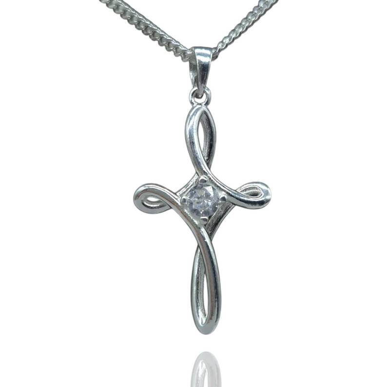 NAHLE Panzerkette Silber Kreuz Kette Damen Herren Silberkette Geschenk (2-tlg., inkl. Schmuckbox) von NAHLE