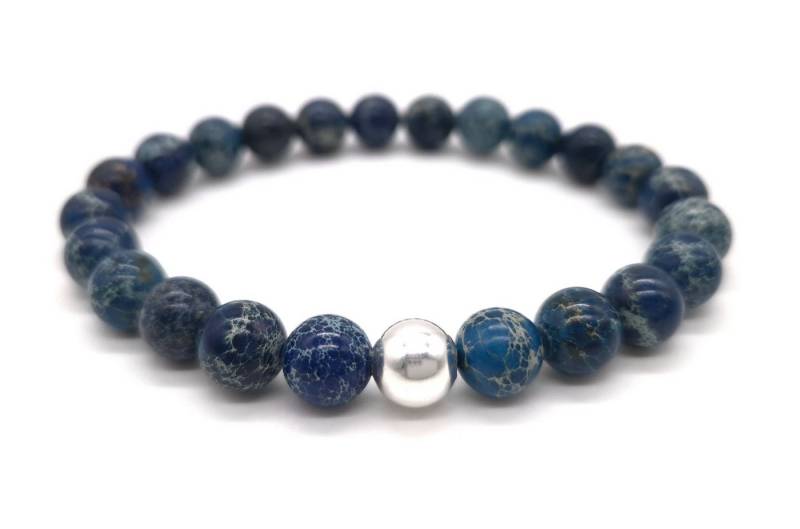 NAHLE Perlenarmband Variscit mit 925 Silberperle Naturstein Armband (inkl. Schmuckbox), dehnbar - mit 925 Silberperle - in vielen Größen erhältlich von NAHLE