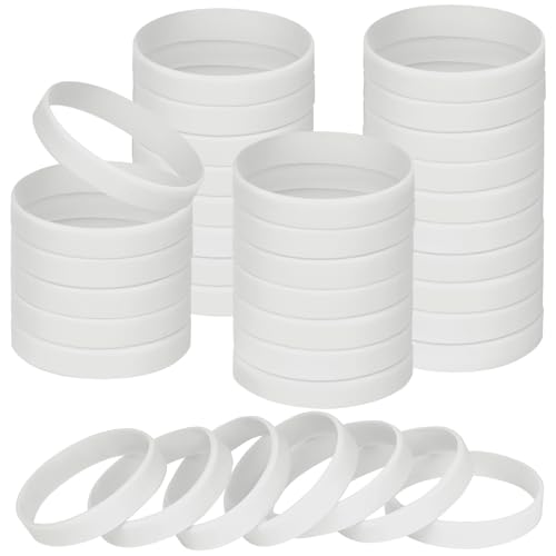 NAHRMY Silikon Armbänder Mehrere Farben Gummiarmbänder Sport Gummi Armband Silikonarmbänder Silicone Wristband für Männer Frauen Sport Party Dekoration Kleine Geschenke (Weiß) von NAHRMY