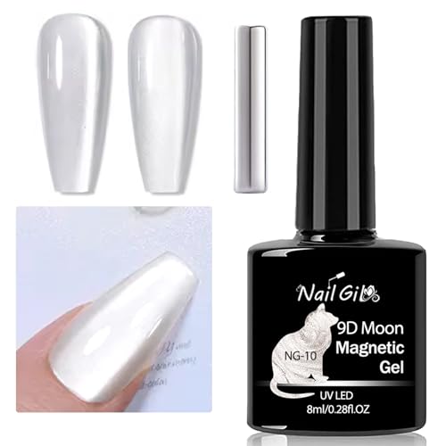 NAILGIL Cat Eye Gel Nagellack mit Magnet, Glass Cat Eye Magnetic Gel Polish Soak Off UV LED Professionelle Anwendung für Nail Art Maniküre Salon DIY - Mond Splitter von NAIL GIL