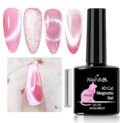 NAILGIL Cat Eye Gel Nagellack mit Magnet, Cat Eye Gel Polish Magnetic Gel Soak Off UV LED Professionelle Anwendung für Nail Art Maniküre Salon DIY- Baby Pink von NAIL GIL